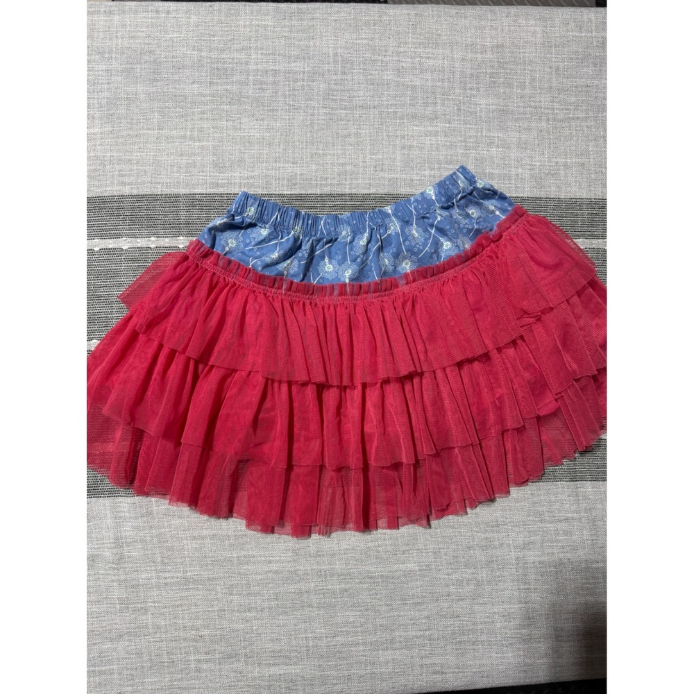 Matilda Jane Kids Girls Size 8 Ruffle Tulle Skirt‎ Blue Dandelion Print